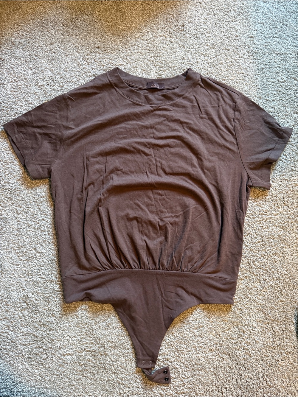 nuuds Chocolate Brown Short-Sleeve Bodysuit Top